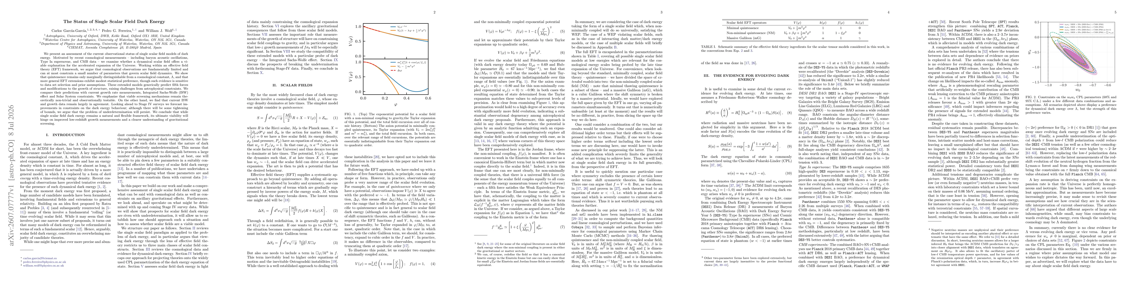 Thumbnail for The Status of Single Scalar Field Dark Energy