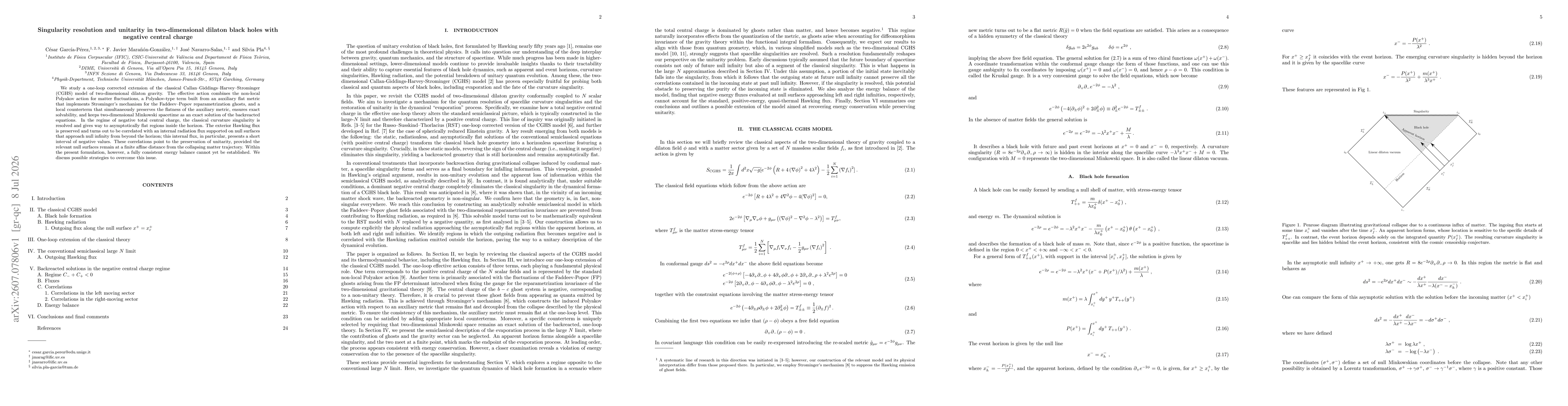 Thumbnail for Singularity resolution and unitarity in two-dimensional dilaton black holes with negative central charge
