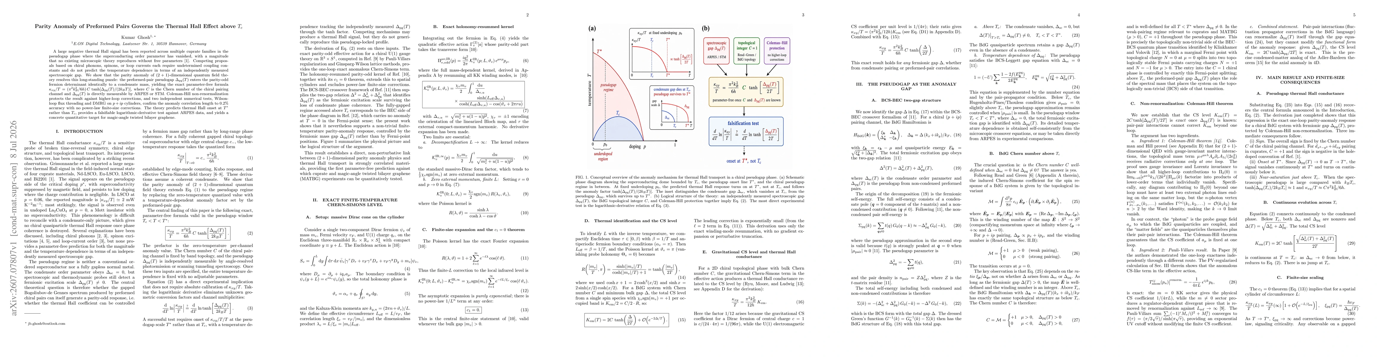 Thumbnail for Parity Anomaly of Preformed Pairs Governs the Thermal Hall Effect above $T_c$