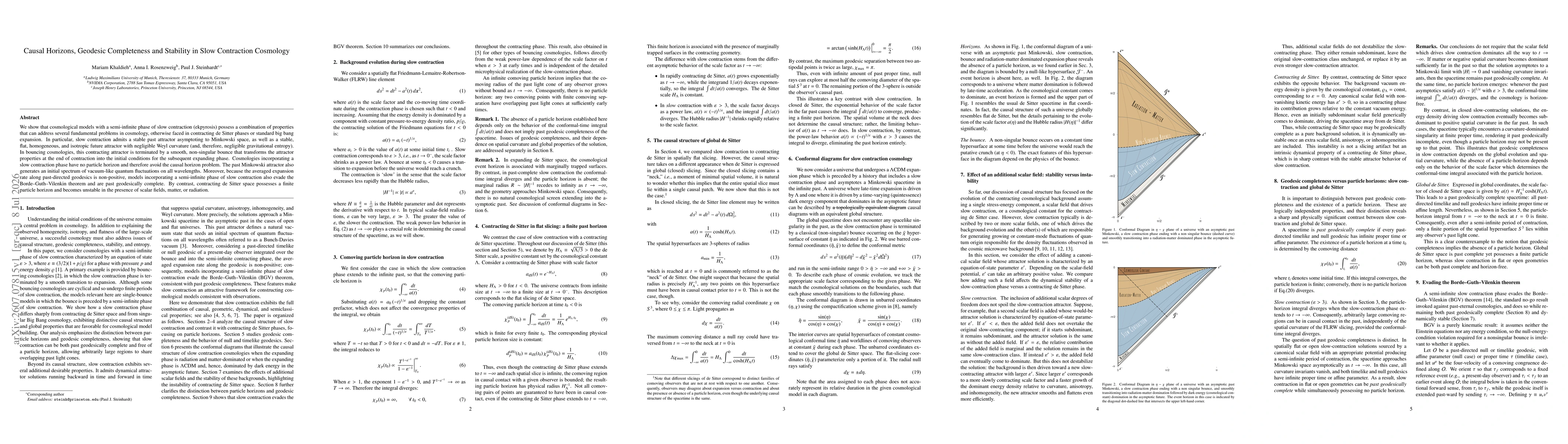 Thumbnail for Causal Horizons, Geodesic Completeness and Stability in Slow Contraction Cosmology