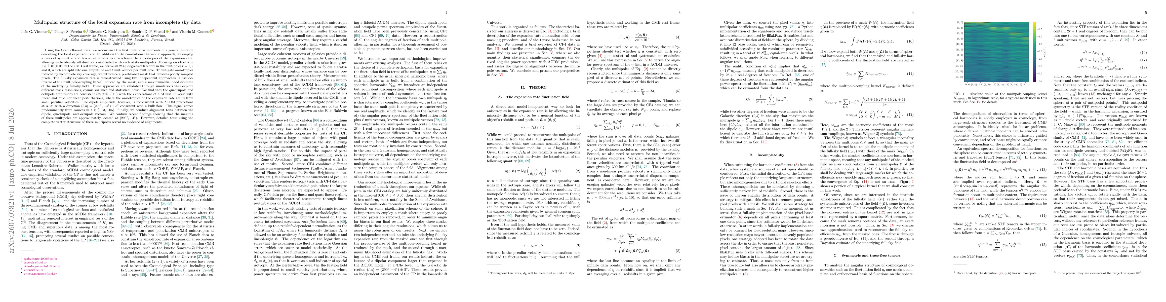 Thumbnail for Multipolar structure of the local expansion rate from incomplete sky data