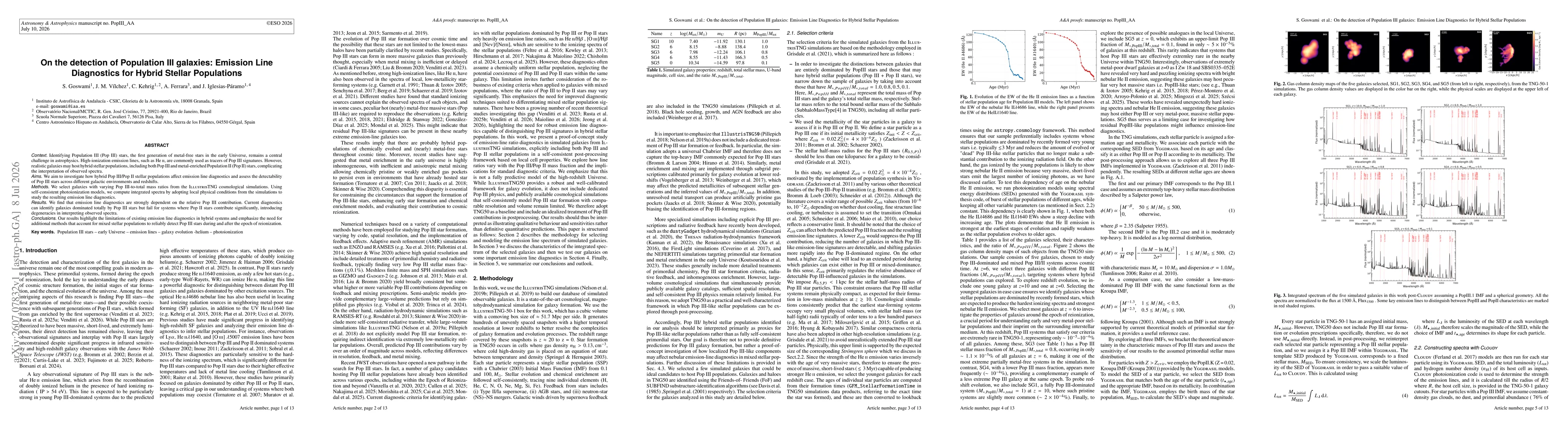 Thumbnail for On the detection of Population III galaxies: Emission Line Diagnostics for Hybrid Stellar Populations
