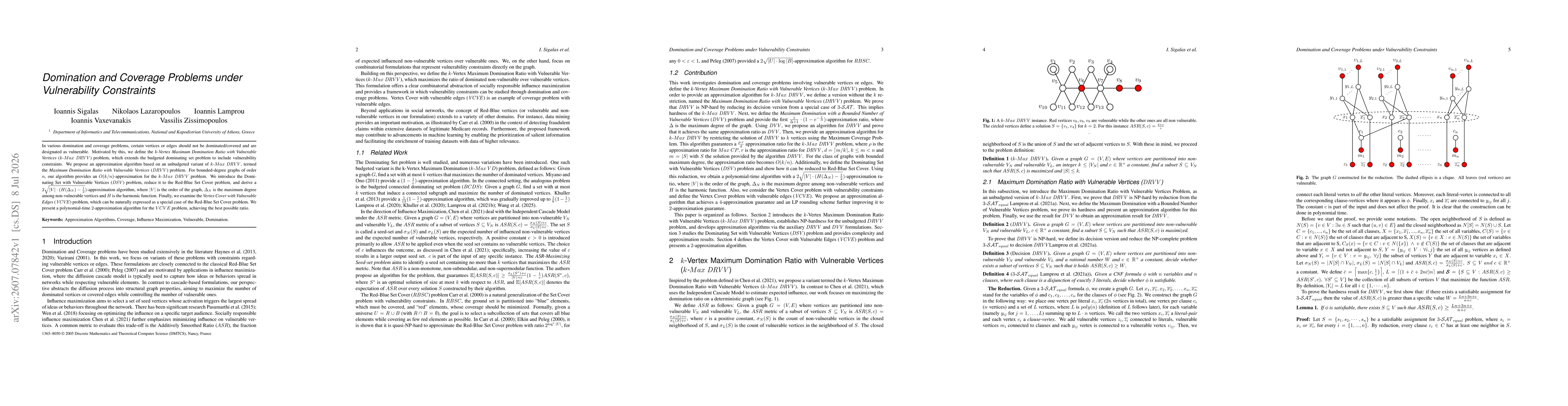 Thumbnail for Domination and Coverage Problems under Vulnerability Constraints