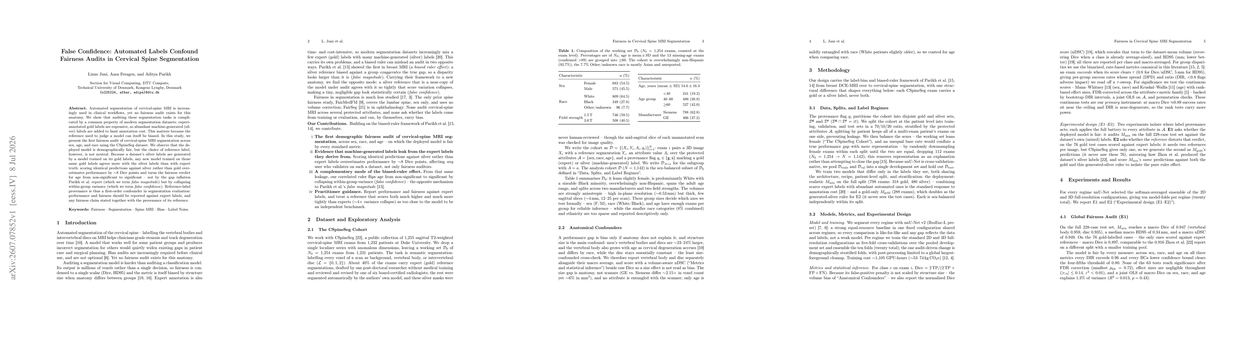 Thumbnail for False Confidence: Automated Labels Confound Fairness Audits in Cervical Spine Segmentation