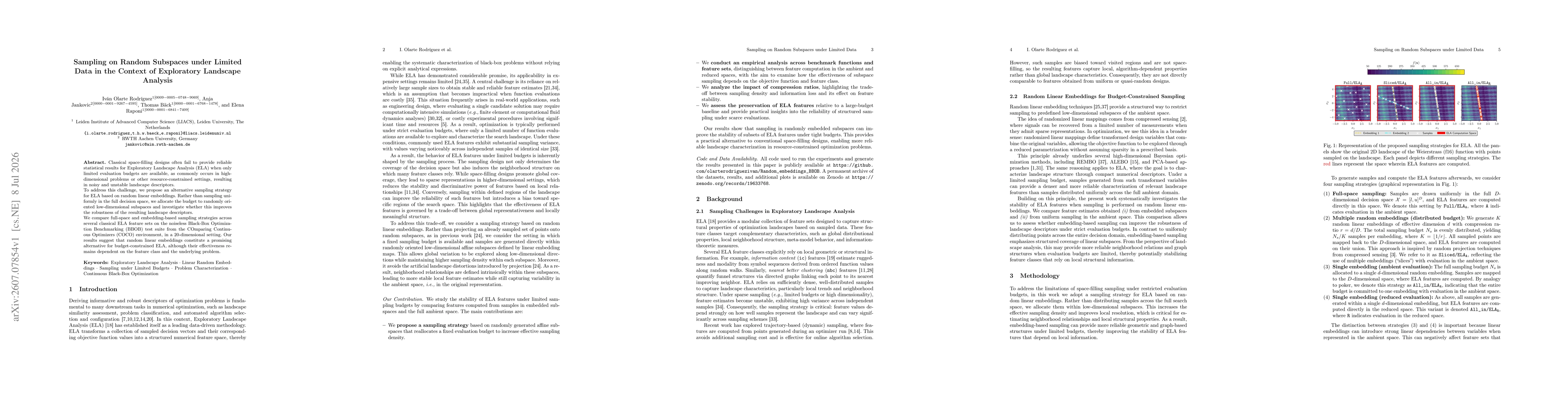 Thumbnail for Sampling on Random Subspaces under Limited Data in the Context of Exploratory Landscape Analysis