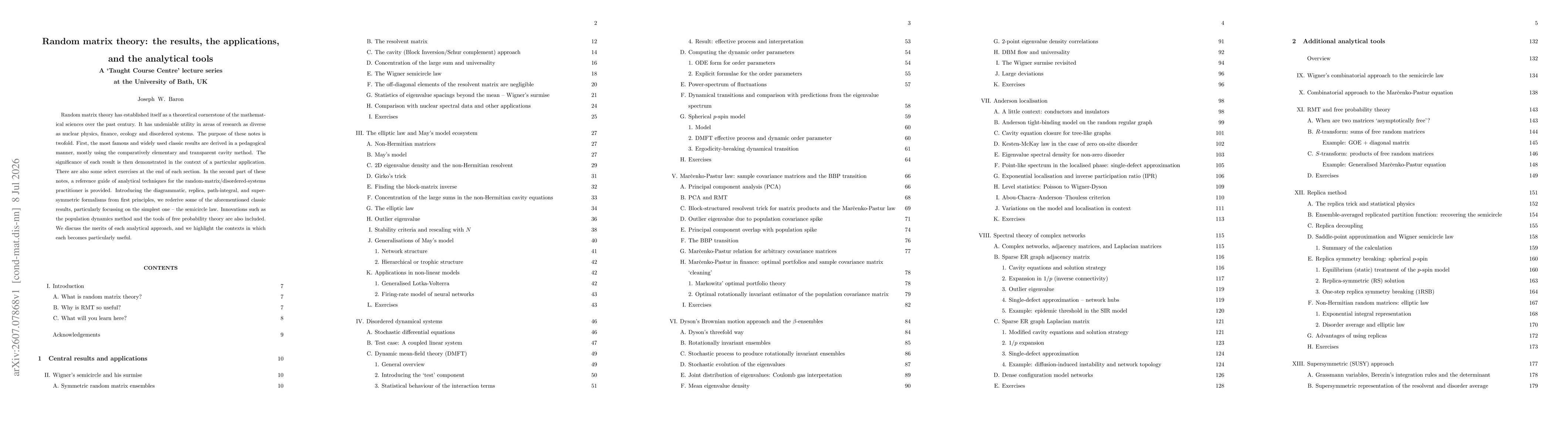 Thumbnail for Lecture notes on random matrix theory: the results, the applications, and the analytical tools