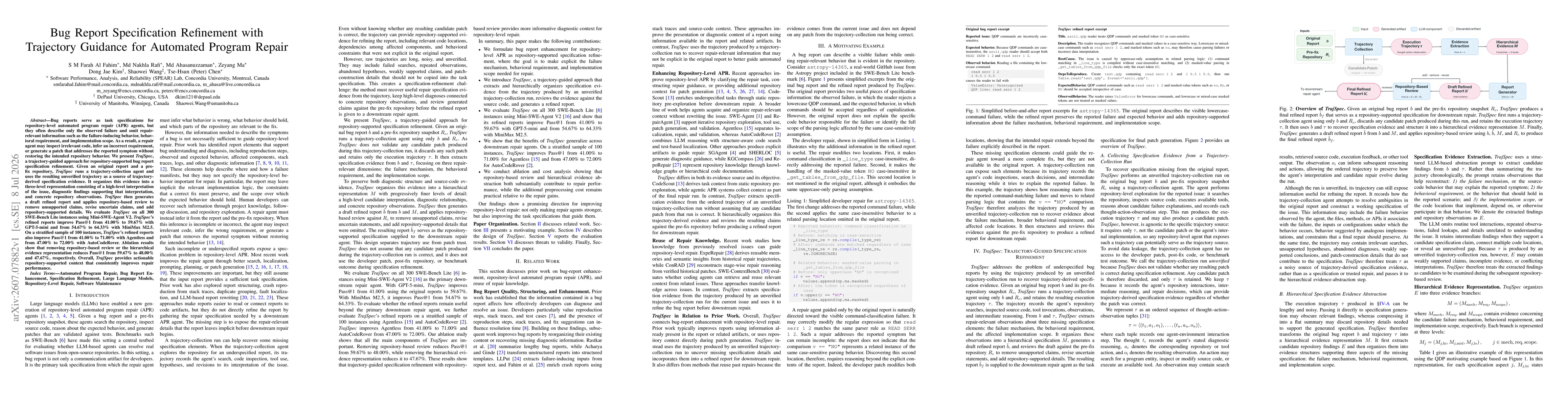 Thumbnail for Bug Report Specification Refinement with Trajectory Guidance for Automated Program Repair