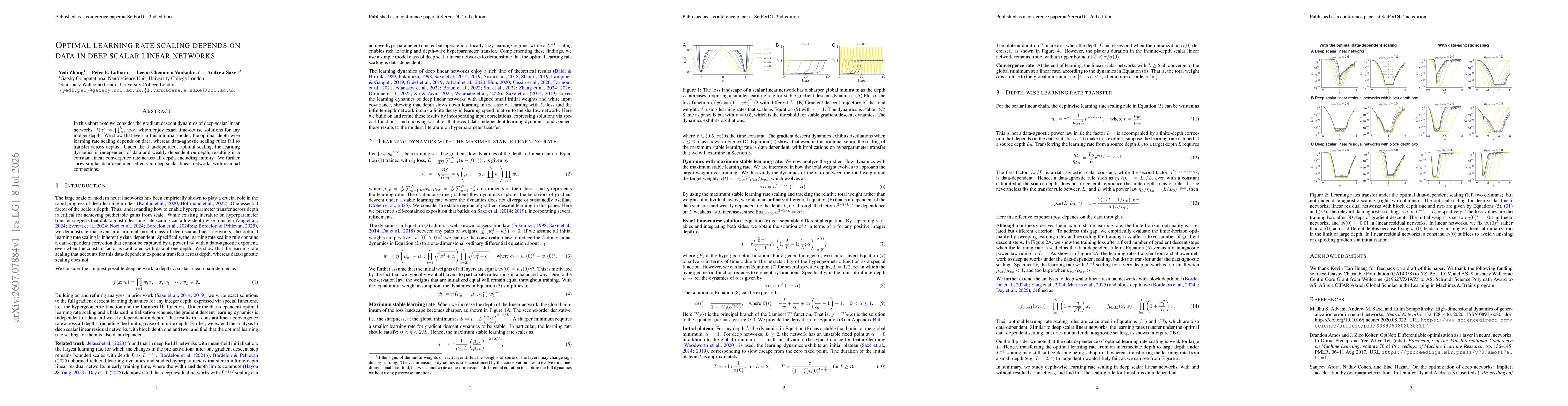 Thumbnail for Optimal Learning Rate Scaling Depends on Data in Deep Scalar Linear Networks