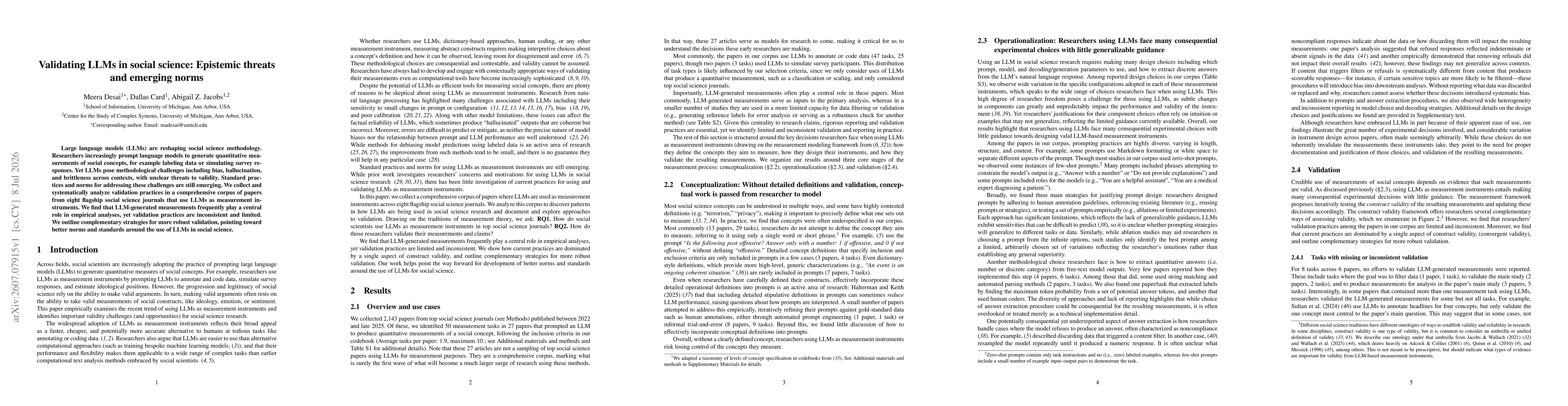 Thumbnail for Validating LLMs in social science: Epistemic threats and emerging norms
