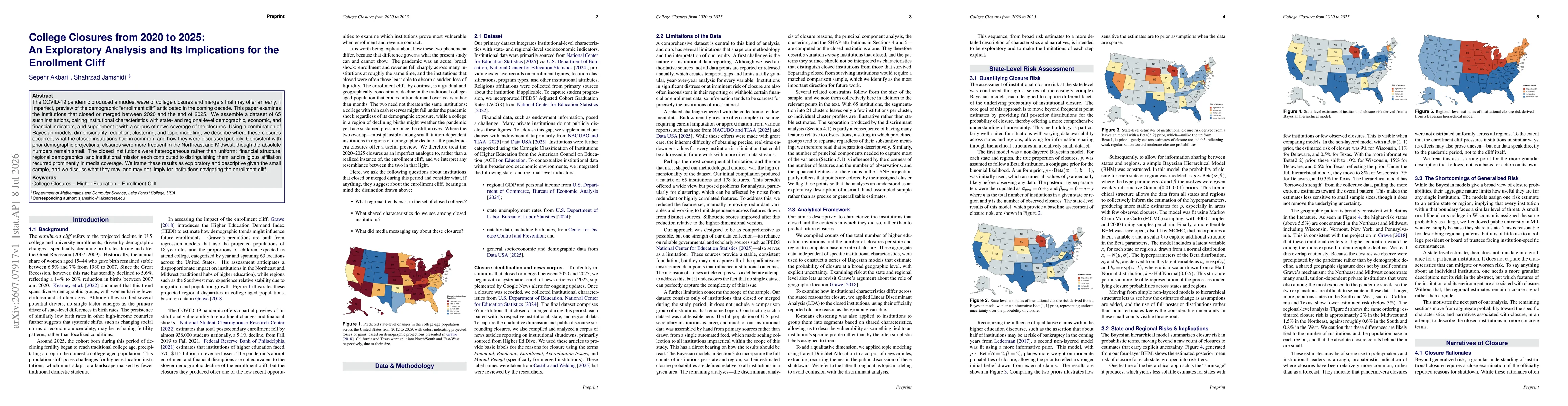 Thumbnail for College closures from 2020 to 2025: An exploratory analysis and its implications for the enrollment cliff