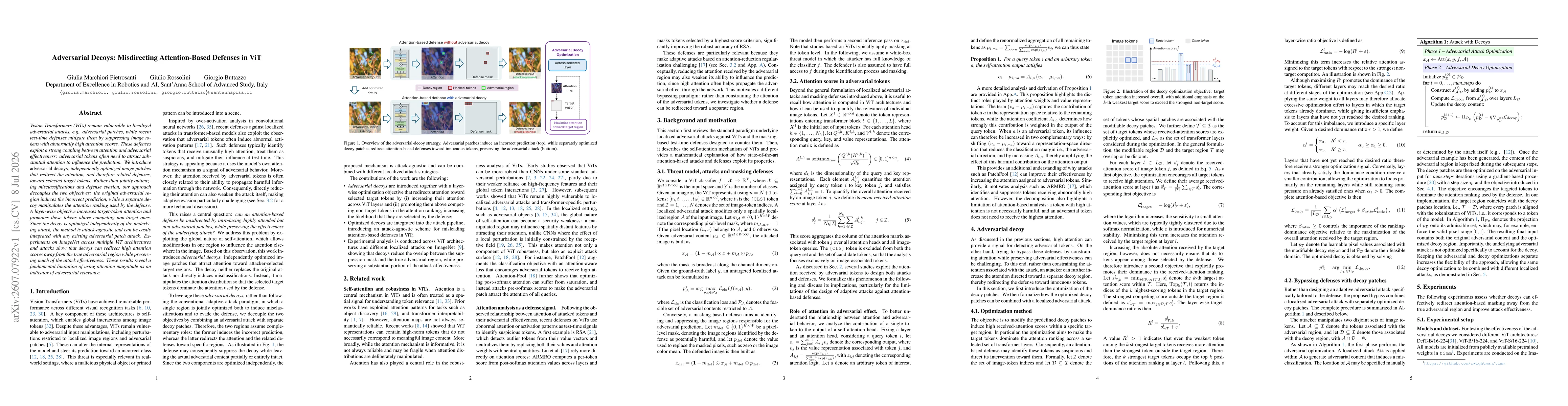Thumbnail for Adversarial Decoys: Misdirecting Attention-Based Defenses in ViT