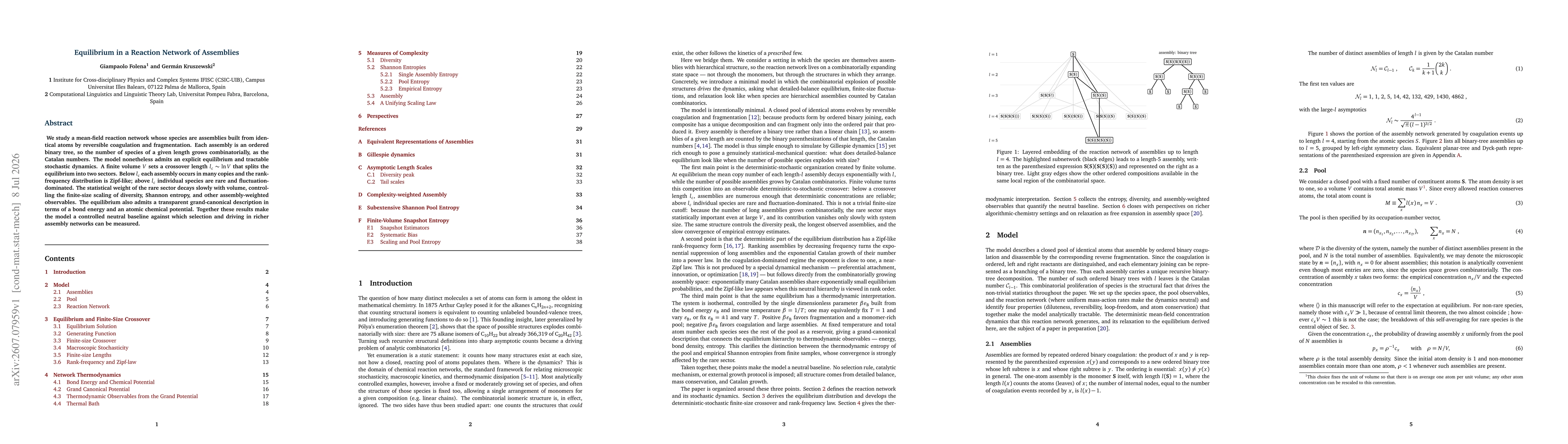 Thumbnail for Equilibrium in a Reaction Network of Assemblies