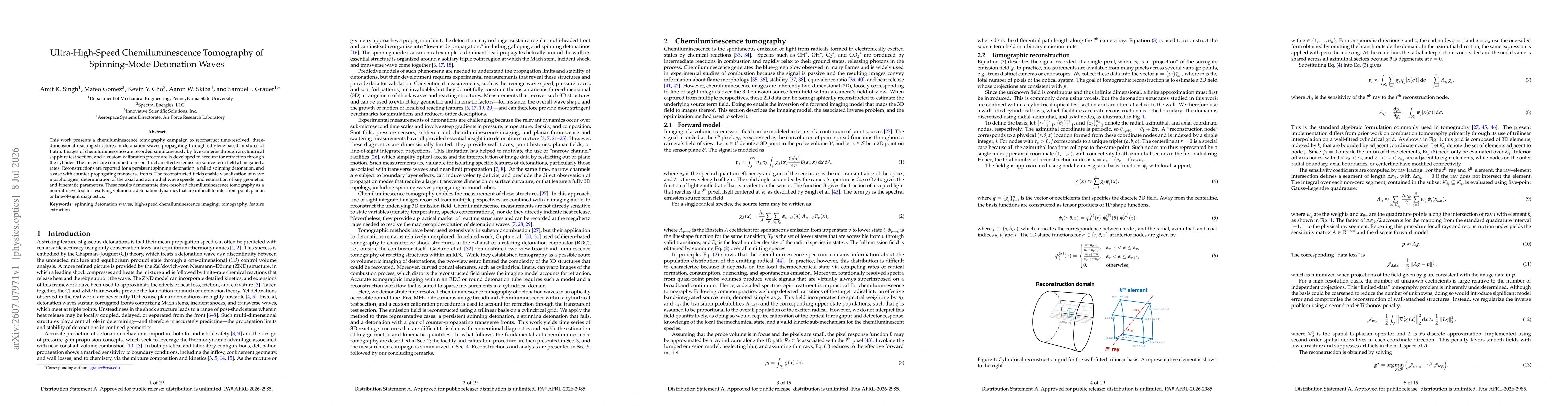 Thumbnail for Ultra-high-speed chemiluminescence tomography of spinning-mode detonation waves