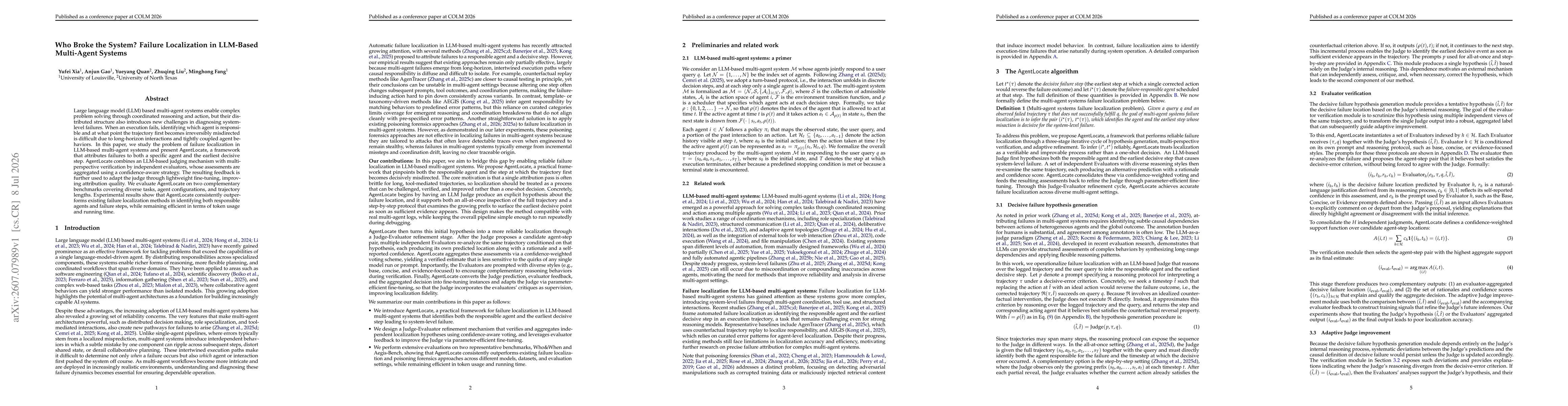 Thumbnail for Who Broke the System? Failure Localization in LLM-Based Multi-Agent Systems