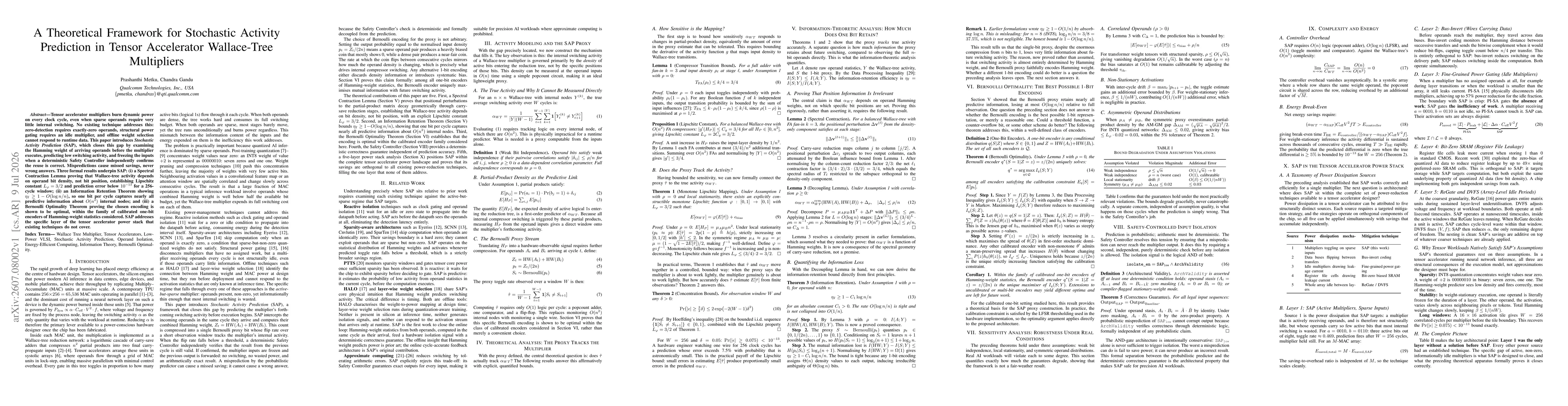 Thumbnail for A Theoretical Framework for Stochastic Activity Prediction in Tensor Accelerator Wallace-Tree Multipliers