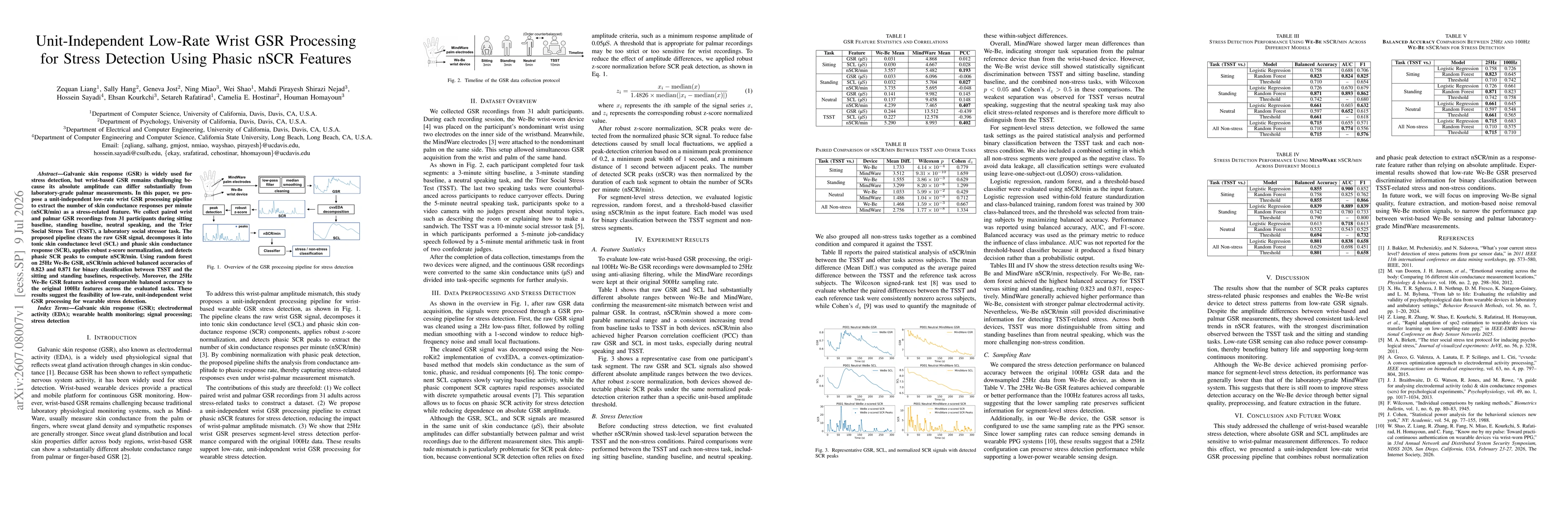 Thumbnail for Unit-Independent Low-Rate Wrist GSR Processing for Stress Detection Using Phasic nSCR Features