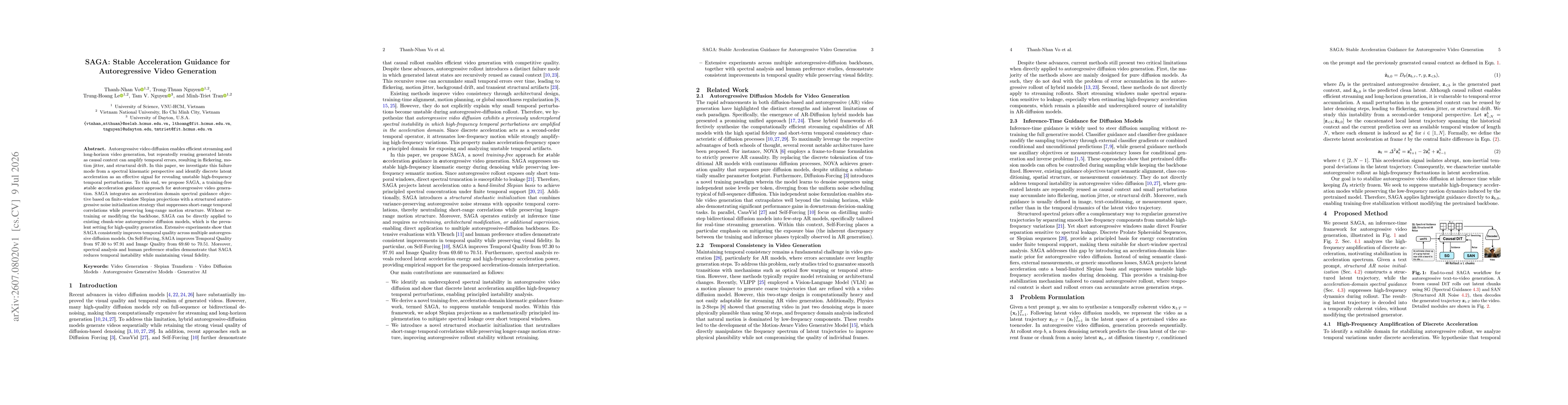 Thumbnail for SAGA: Stable Acceleration Guidance for Autoregressive Video Generation