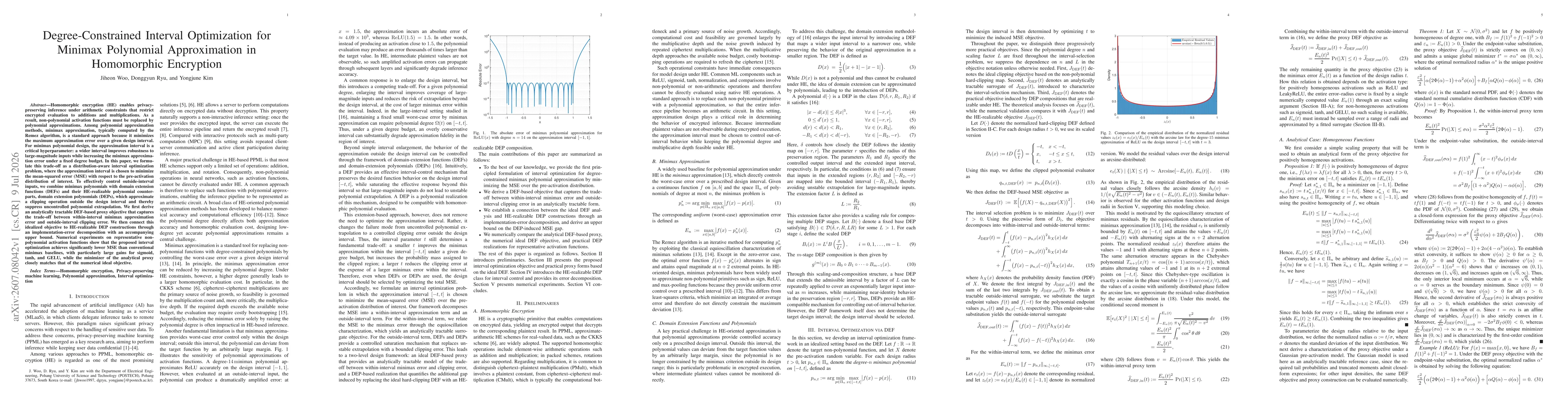 Thumbnail for Degree-Constrained Interval Optimization for Minimax Polynomial Approximation in Homomorphic Encryption