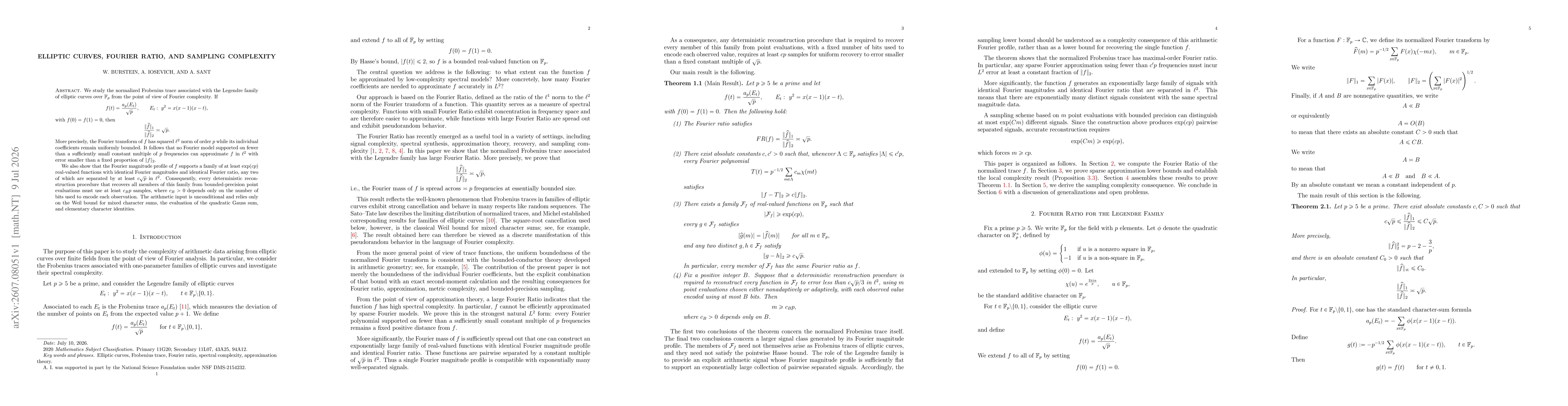Thumbnail for Elliptic curves, Fourier ratio, and sampling complexity