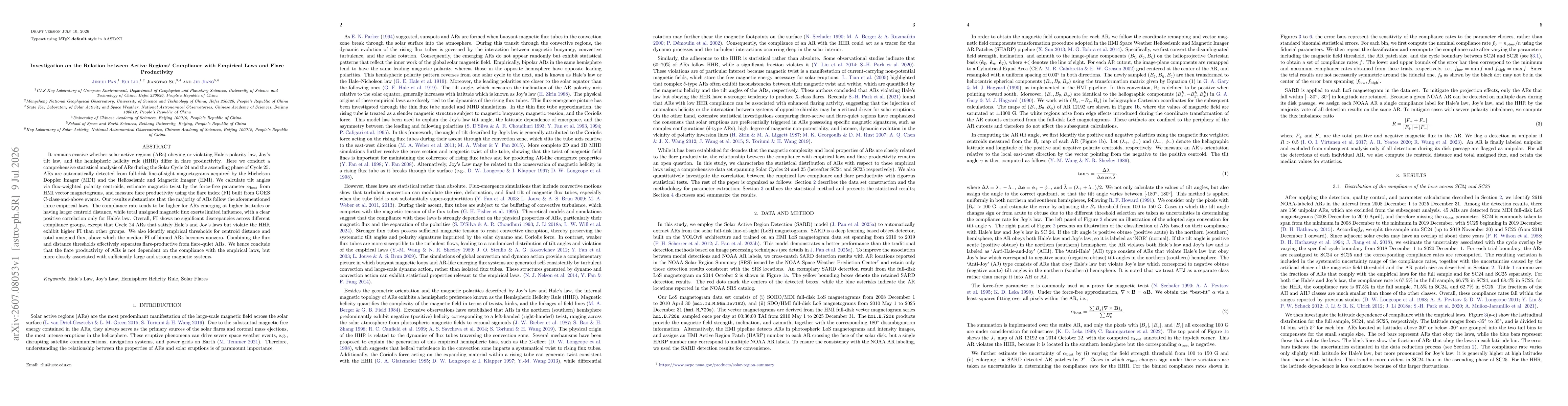 Thumbnail for Investigation on the Relation between Active Regions' Compliance with Empirical Laws and Flare Productivity