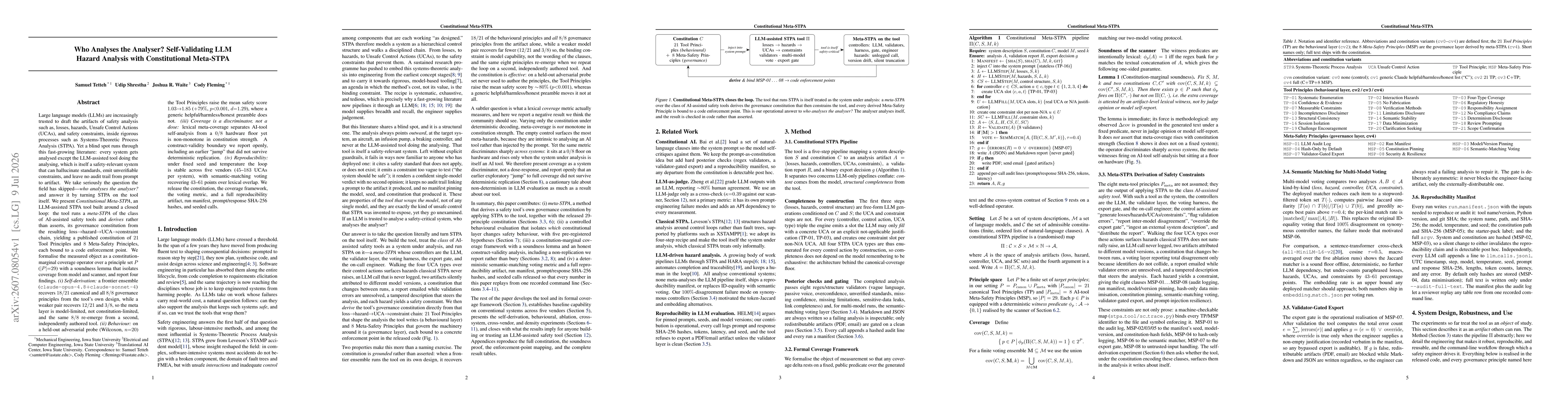 Thumbnail for Who Analyses the Analyser? Self-Validating LLM Hazard Analysis with Constitutional Meta-STPA