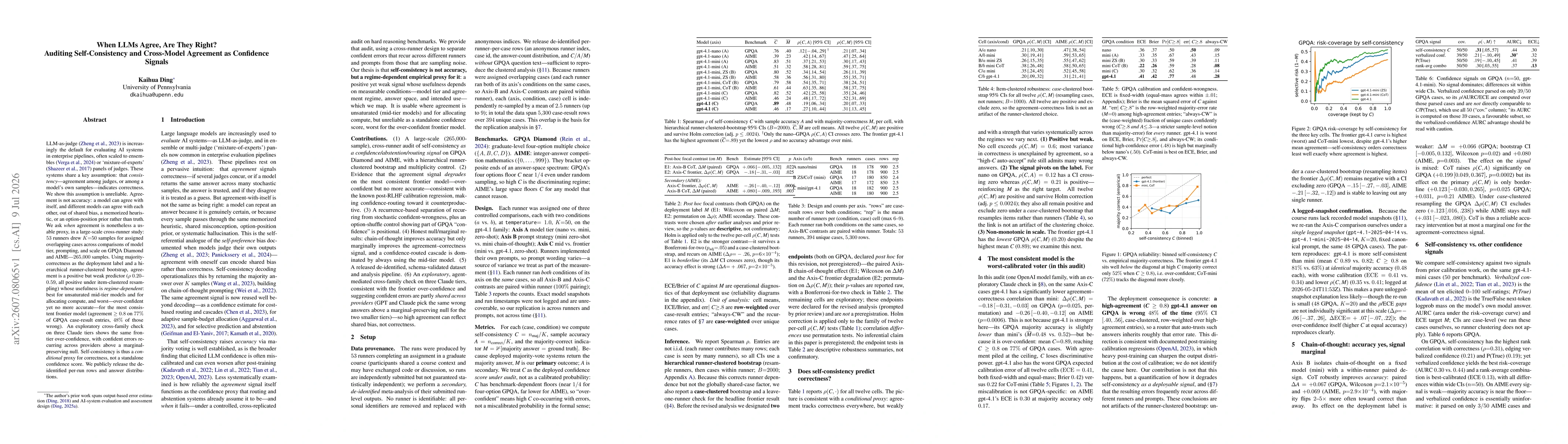 Thumbnail for When LLMs Agree, Are They Right? Auditing Self-Consistency and Cross-Model Agreement as Confidence Signals