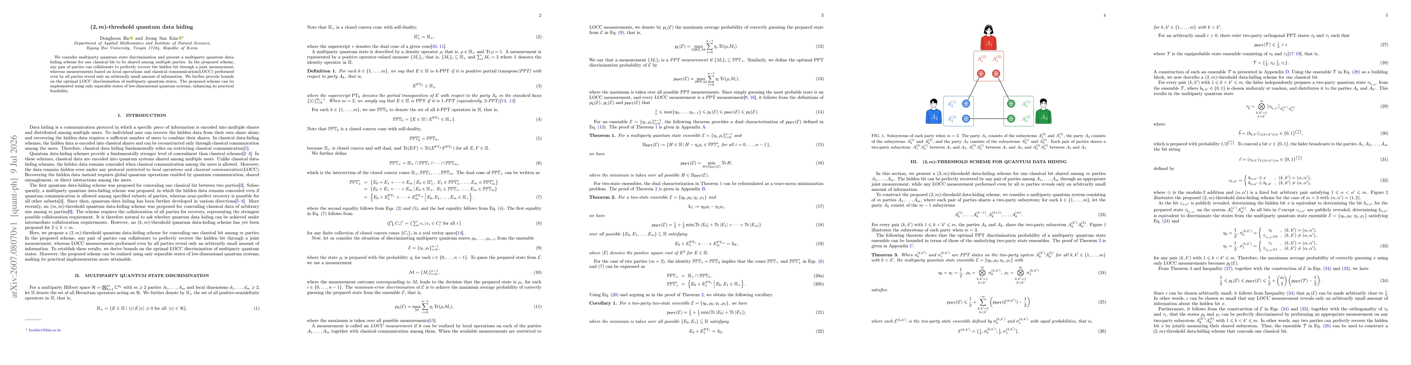 Thumbnail for (2,m)-threshold quantum data hiding