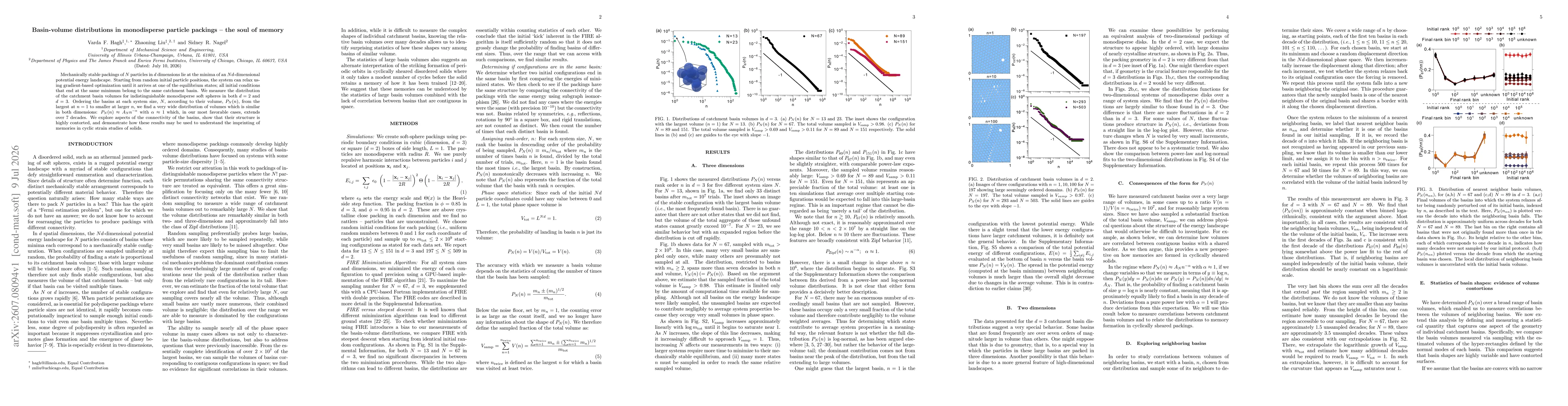 Thumbnail for Basin-volume distributions in monodisperse particle packings -- the soul of memory