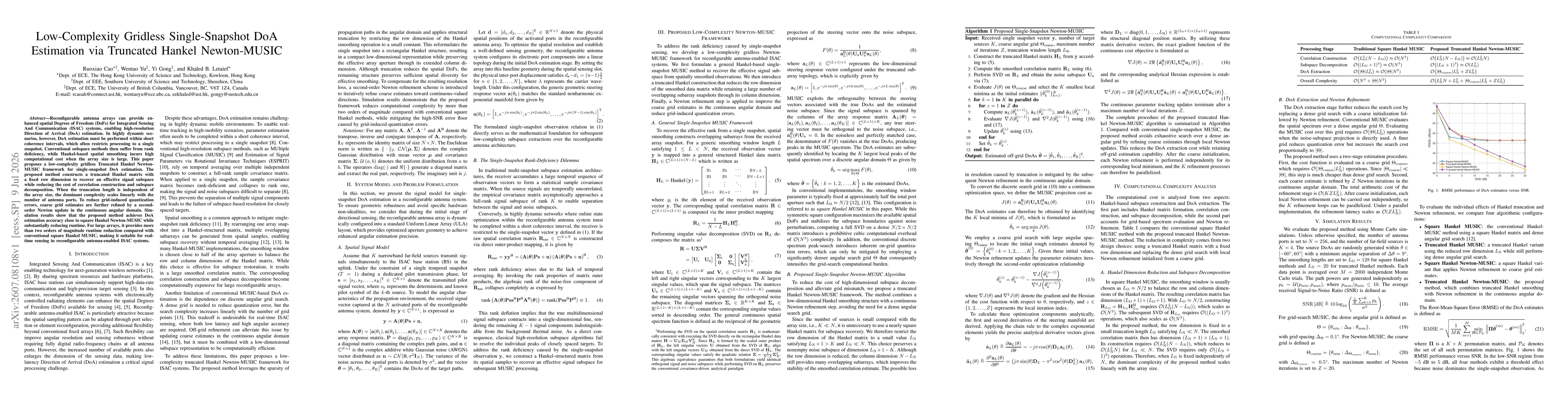 Thumbnail for Low-Complexity Gridless Single-Snapshot DoA Estimation via Truncated Hankel Newton-MUSIC