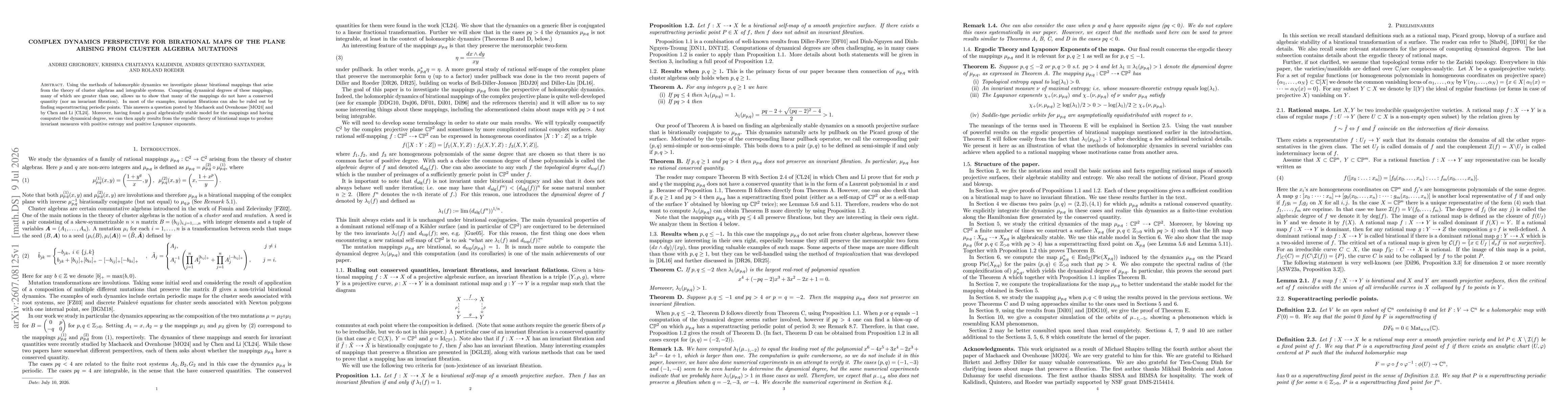 Thumbnail for Complex dynamics perspective for birational maps of the plane arising from cluster algebra mutations