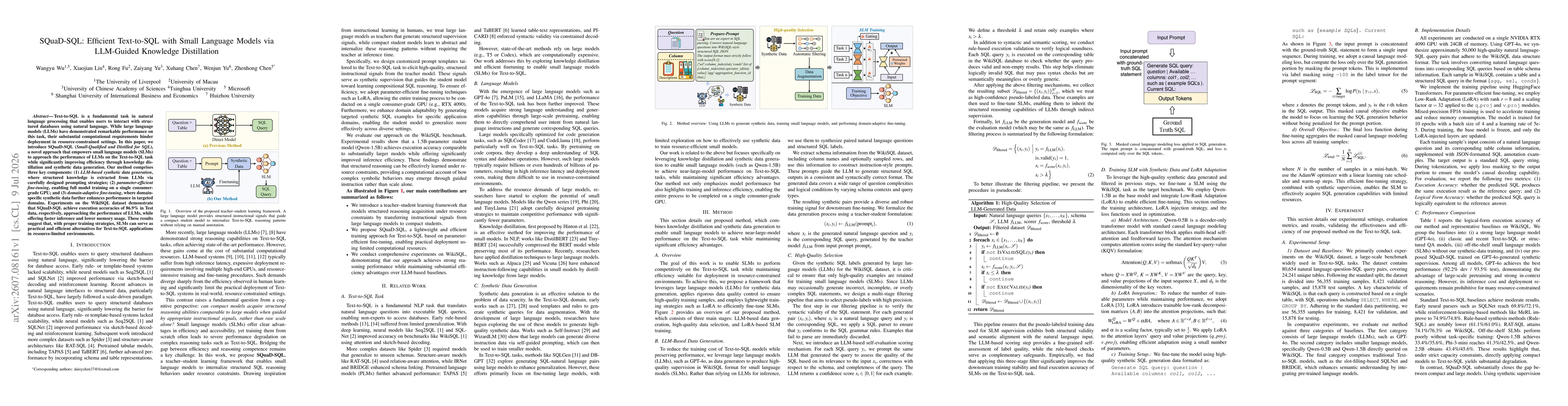 Thumbnail for SQuaD-SQL: Efficient Text-to-SQL with Small Language Models via LLM-Guided Knowledge Distillation