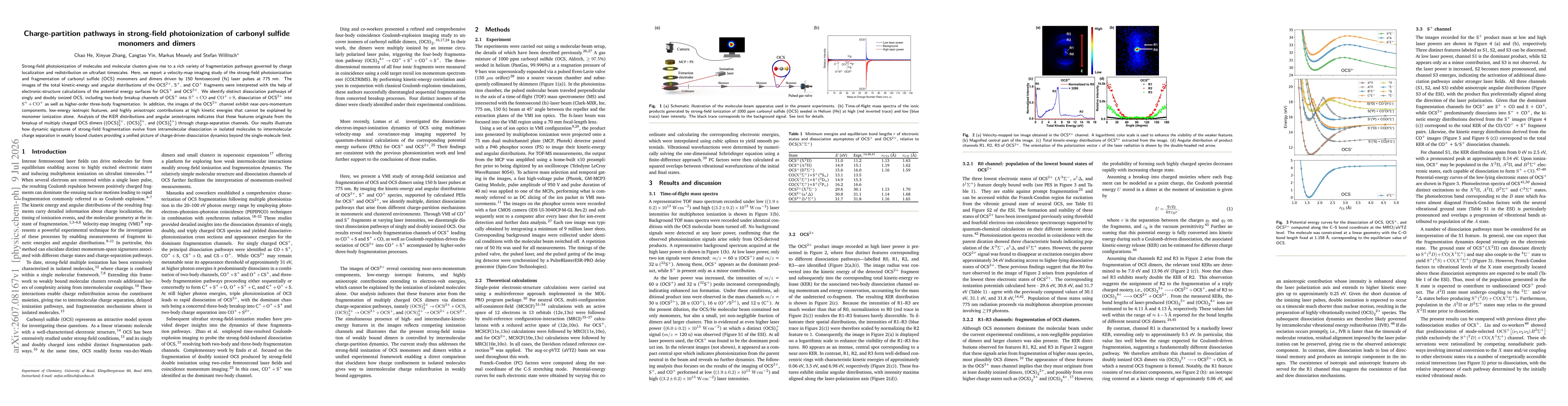 Thumbnail for Charge-partition pathways in strong-field photoionization of carbonyl sulfide monomers and dimers