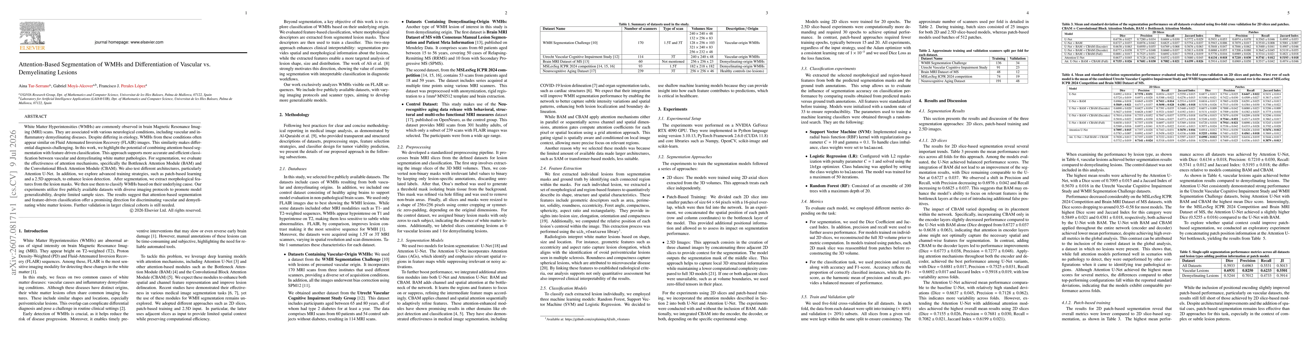 Thumbnail for Attention-Based Segmentation of WMHs and Differentiation of Vascular vs. Demyelinating Lesions