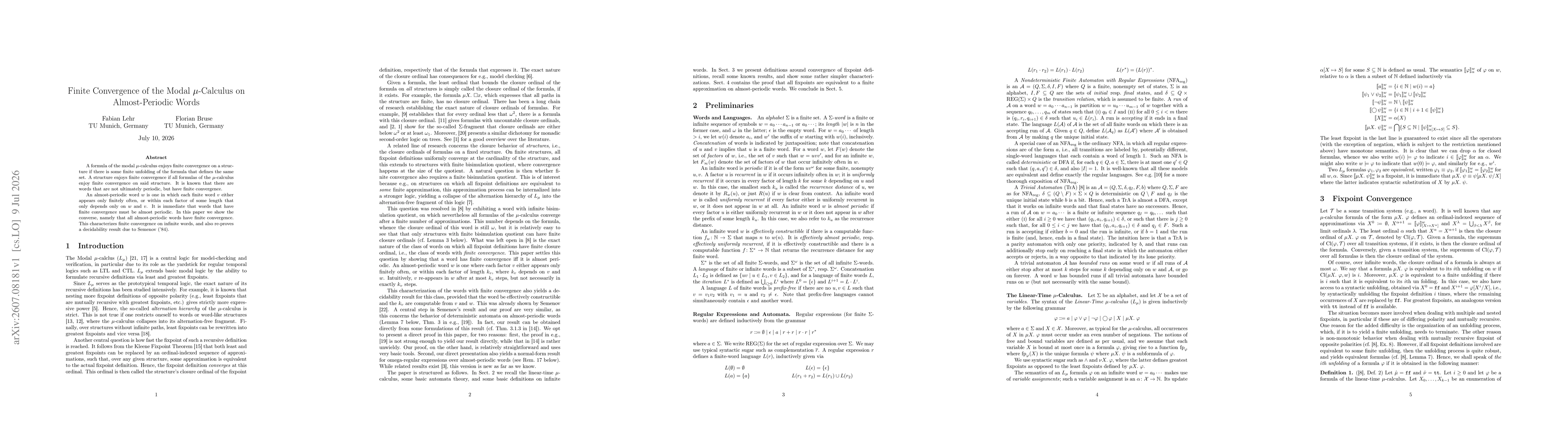 Thumbnail for Finite Convergence of the Modal Mu-Calculus on Almost-Periodic Words