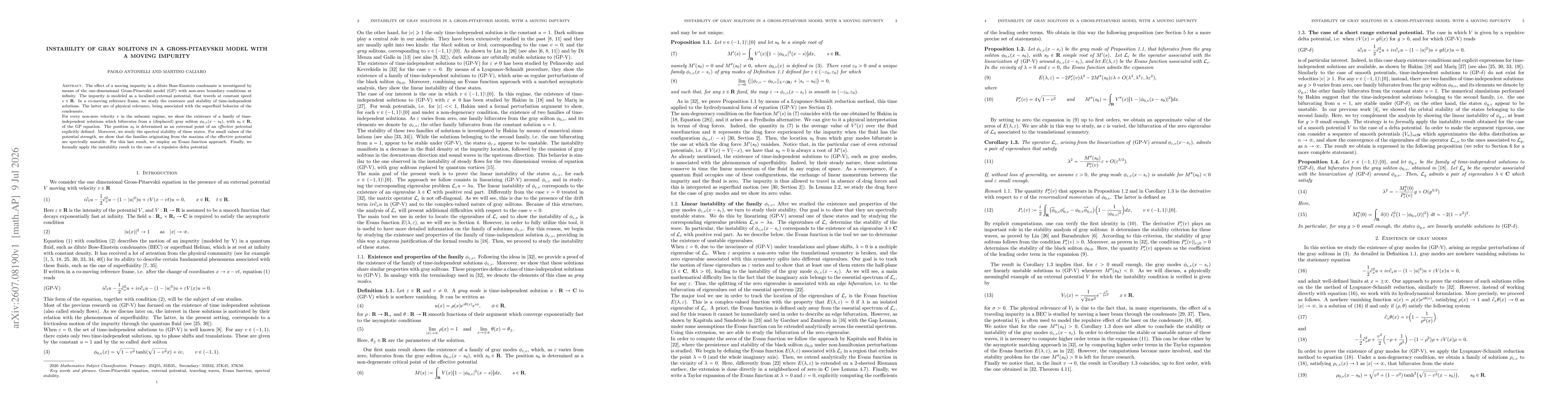 Thumbnail for Instability of gray solitons in a Gross-Pitaevskii model with a moving impurity