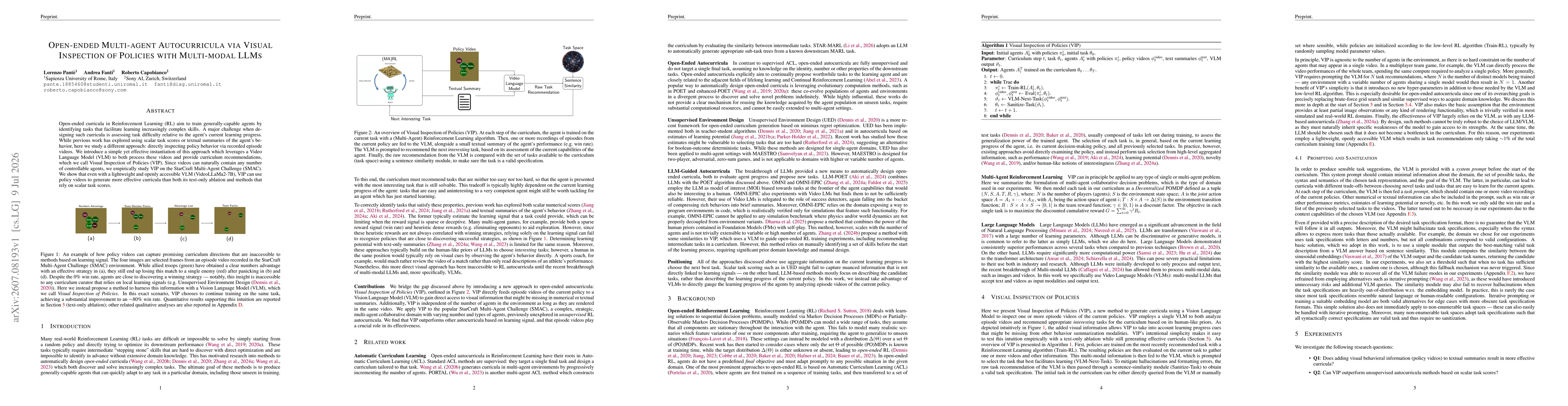 Thumbnail for Open-ended Multi-agent Autocurricula via Visual Inspection of Policies with Multi-modal LLMs