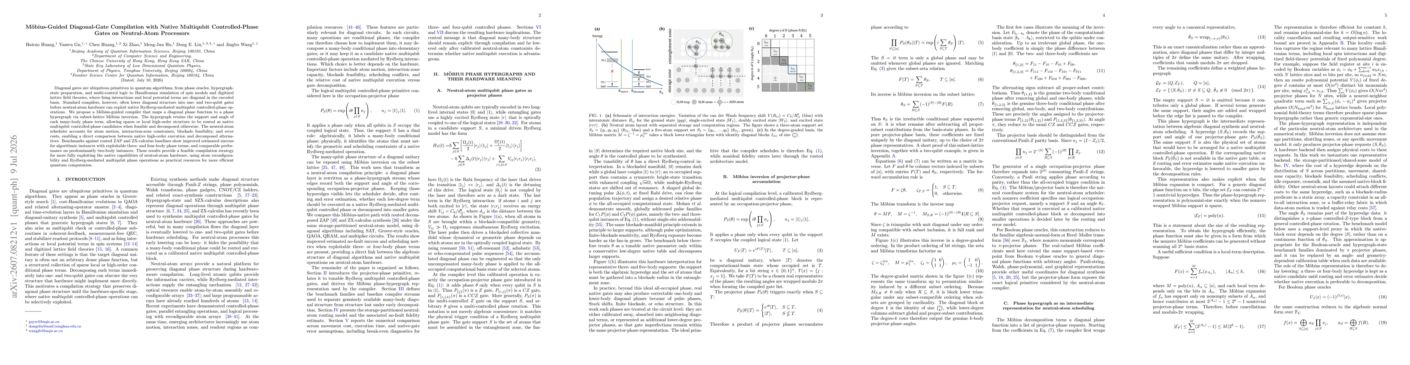 Thumbnail for Möbius-Guided Diagonal-Gate Compilation with Native Multiqubit Controlled-Phase Gates on Neutral-Atom Processors