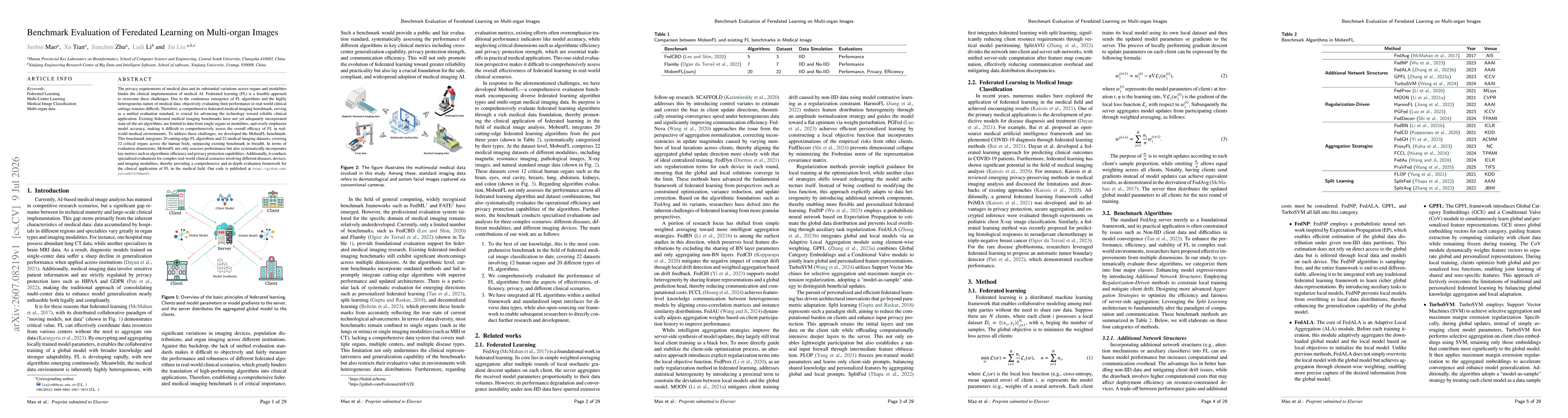 Thumbnail for Benchmark Evaluation of Feredated Learning on Multi-organ Images