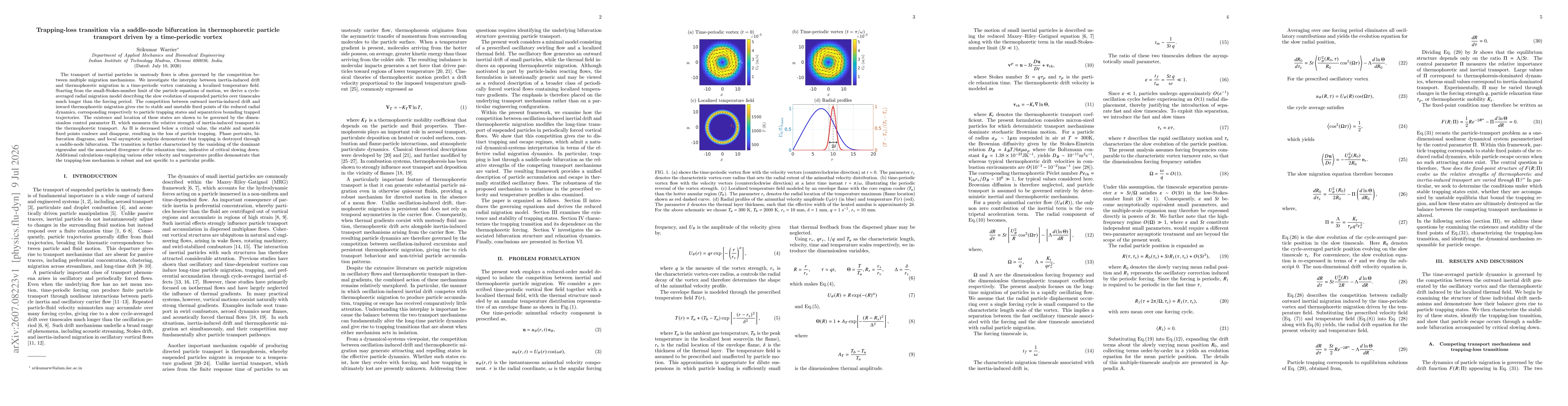 Thumbnail for Trapping-loss transition via a saddle-node bifurcation in thermophoretic particle transport driven by a time-periodic vortex
