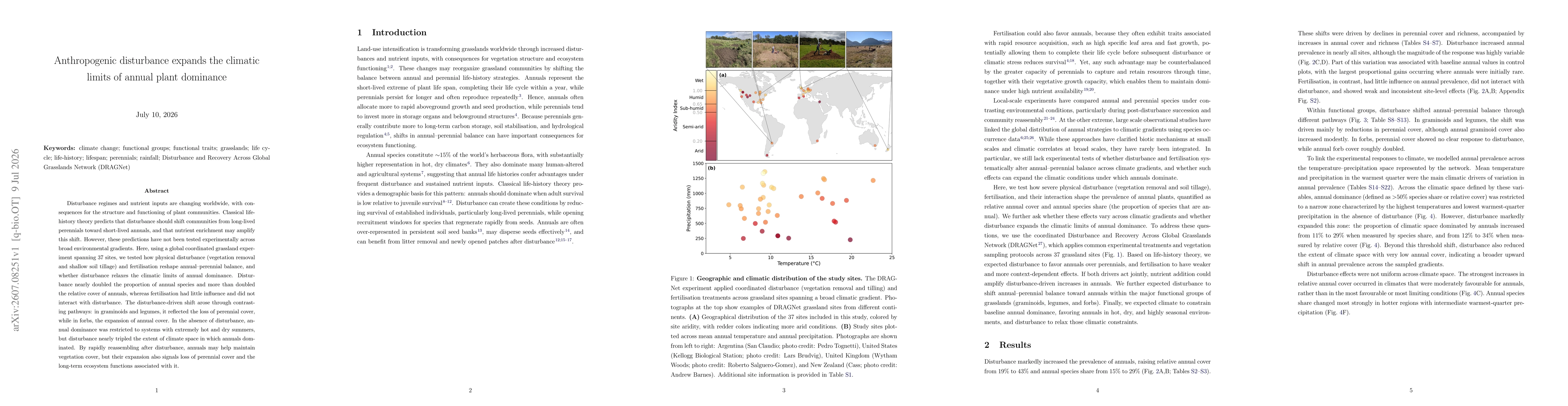 Thumbnail for Anthropogenic disturbance expands the climatic limits of annual plant dominance