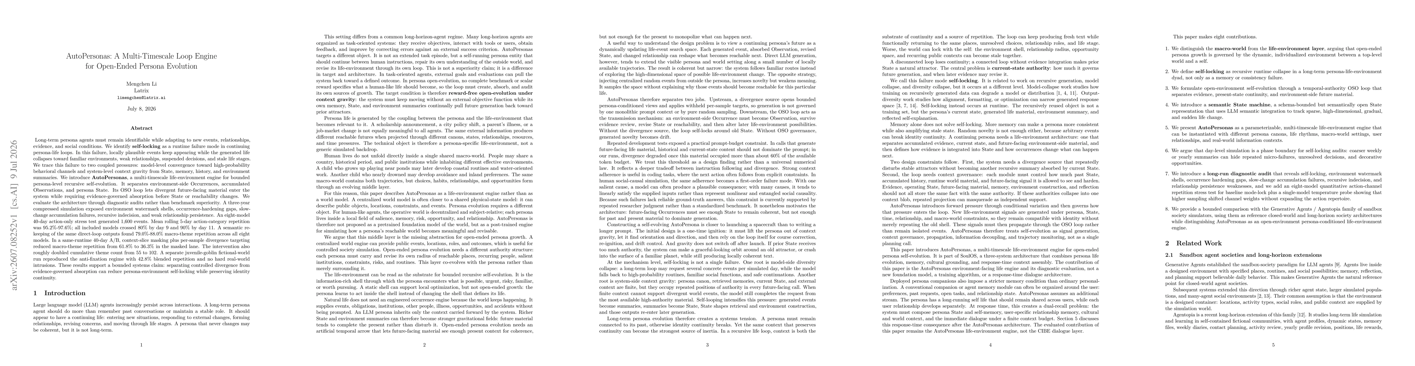 Thumbnail for AutoPersonas: A Multi-Timescale Loop Engine for Open-Ended Persona Evolution