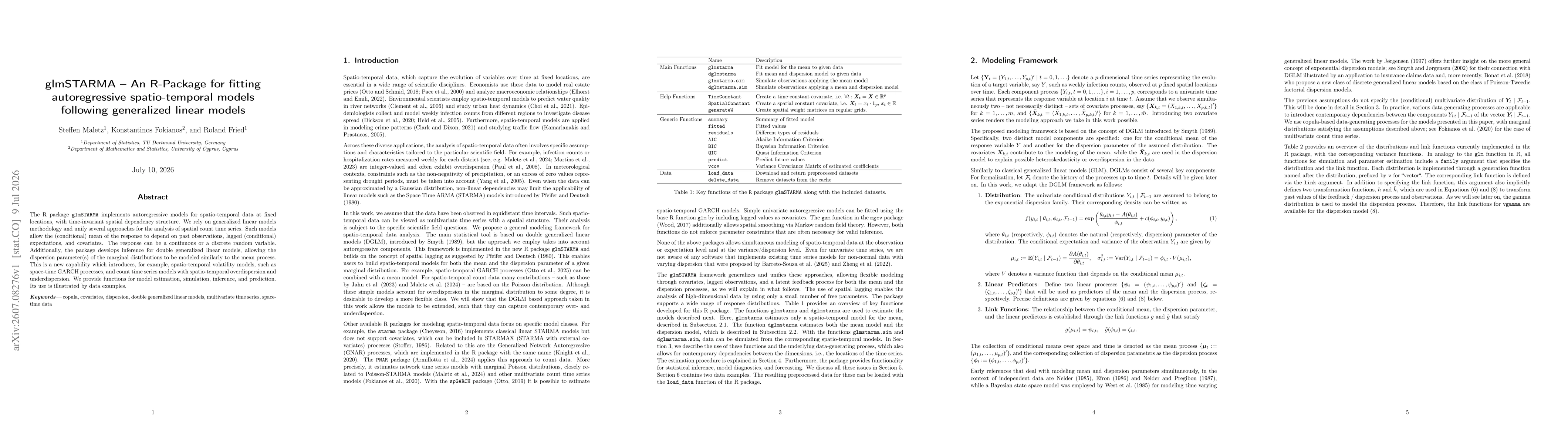 Thumbnail for glmSTARMA -- An R-Package for fitting autoregressive spatio-temporal models following generalized linear models