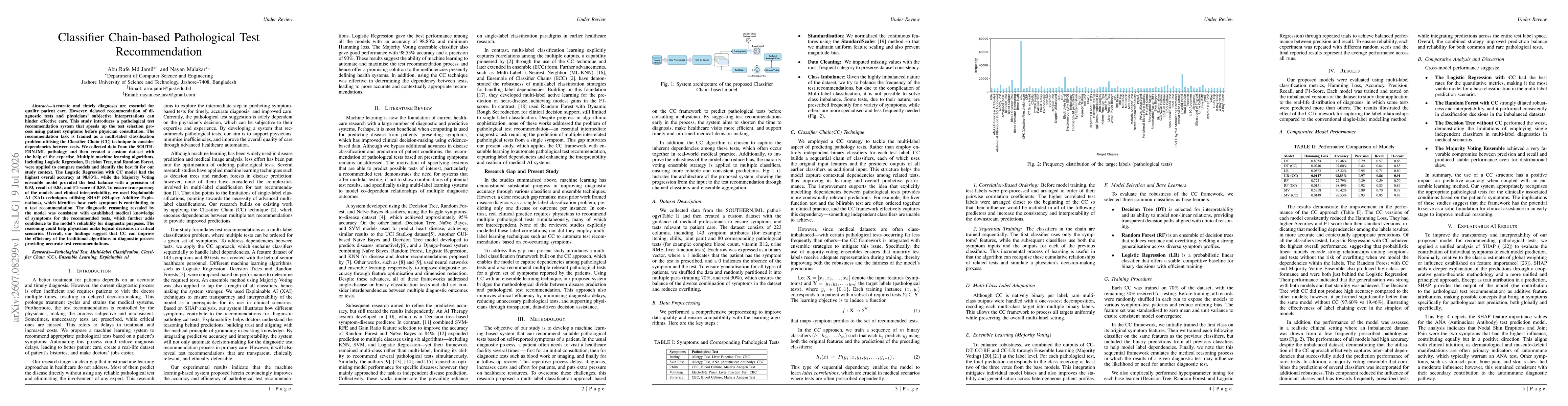 Thumbnail for Classifier Chain-based Pathological Test Recommendation