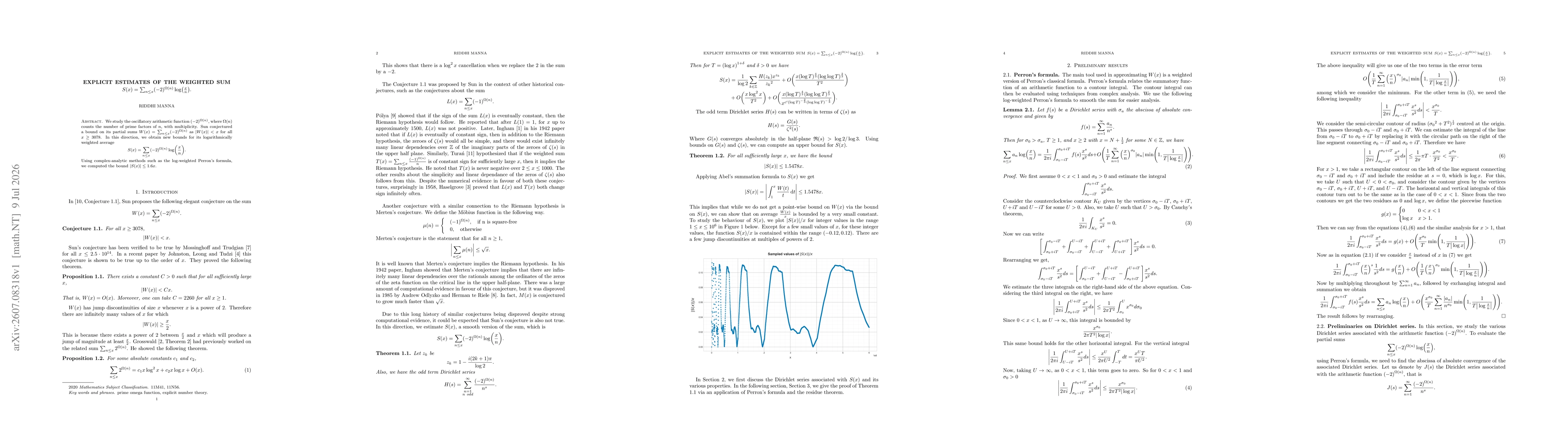 Thumbnail for Explicit estimates of the weighted sum $S(x)=\sum_{n \leq x} (-2)^{Ω(n)} \log\bigl(\frac{x}{n}\bigr).$