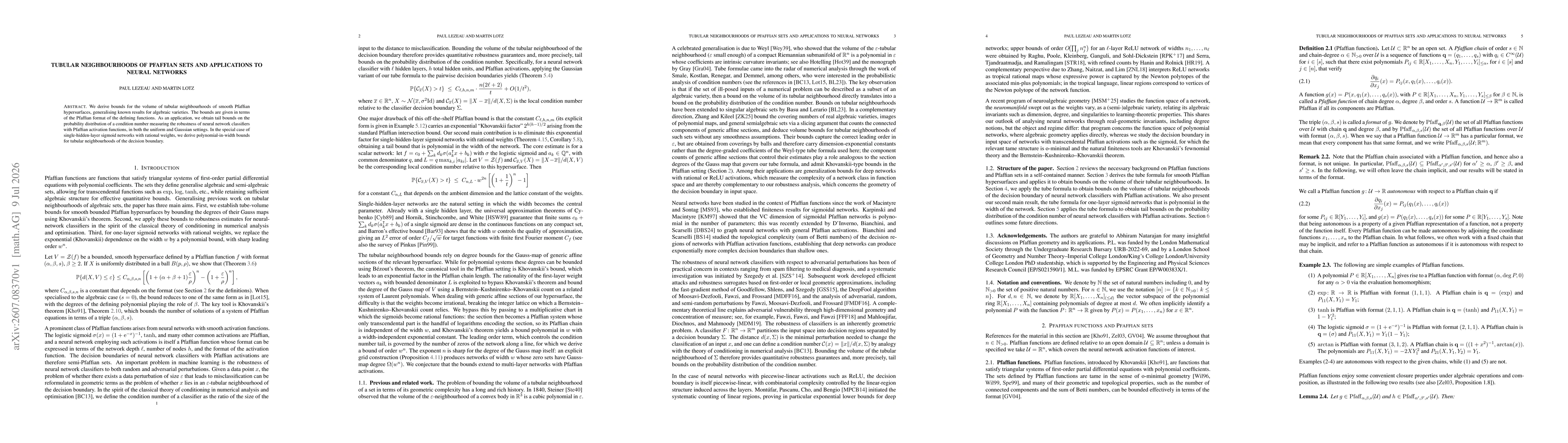 Thumbnail for Tubular Neighbourhoods of Pfaffian Sets and Applications to Neural Networks