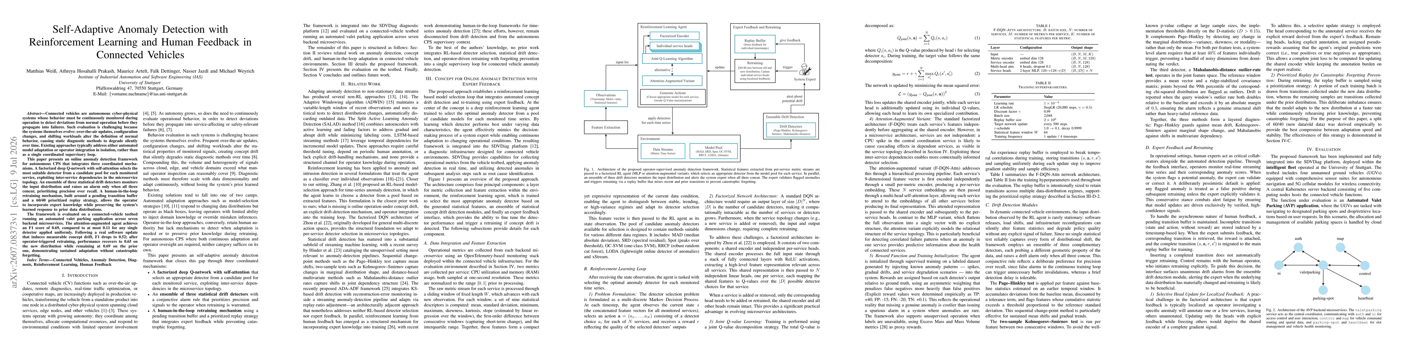 Thumbnail for Self-Adaptive Anomaly Detection with Reinforcement Learning and Human Feedback in Connected Vehicles
