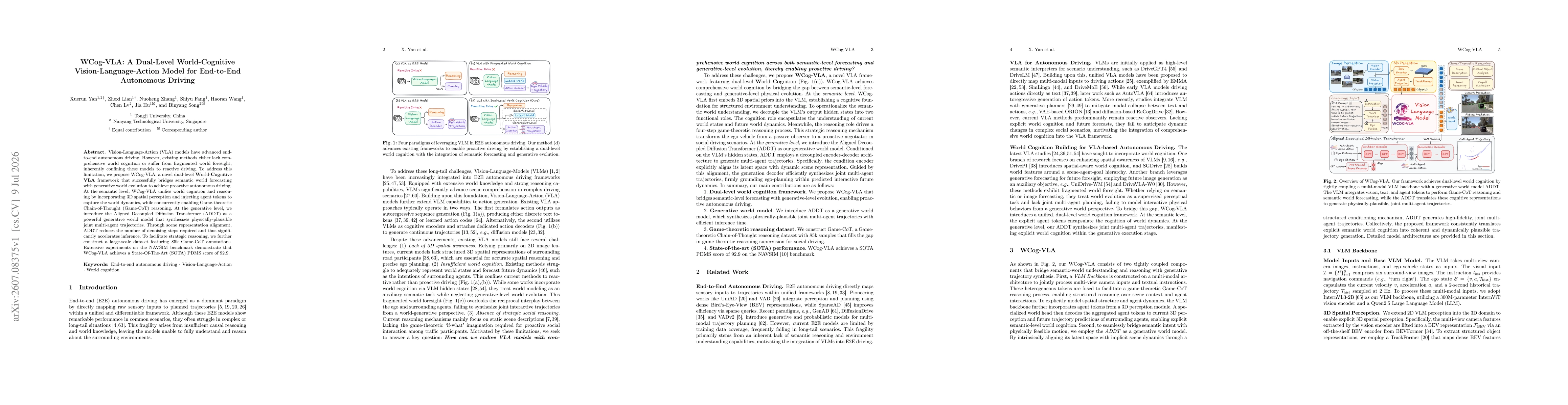 Thumbnail for WCog-VLA: A Dual-Level World-Cognitive Vision-Language-Action Model for End-to-End Autonomous Driving