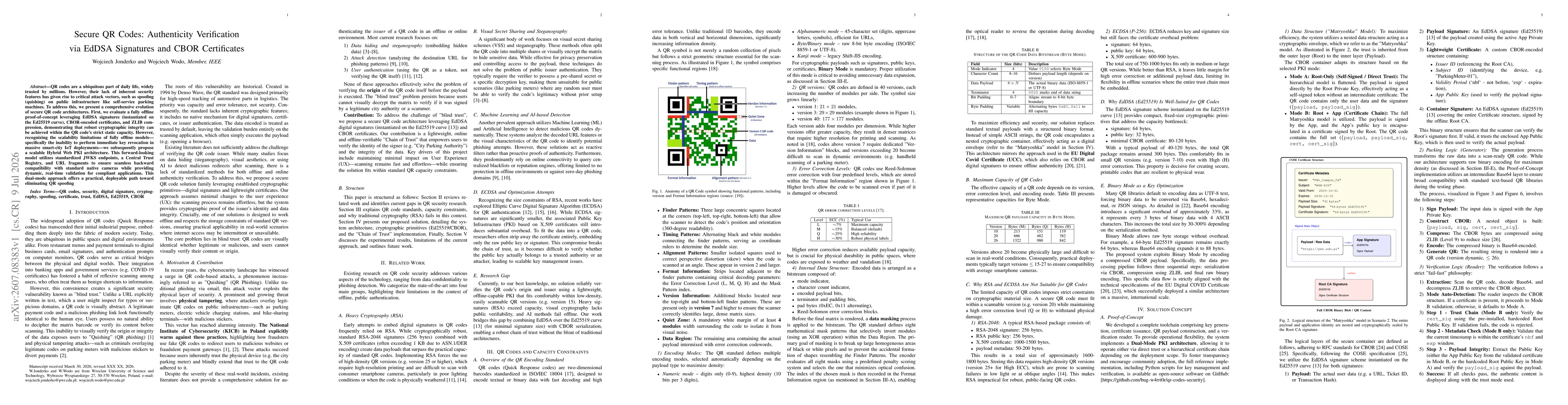 Thumbnail for Secure QR Codes: Authenticity Verification via EdDSA Signatures and CBOR Certificates