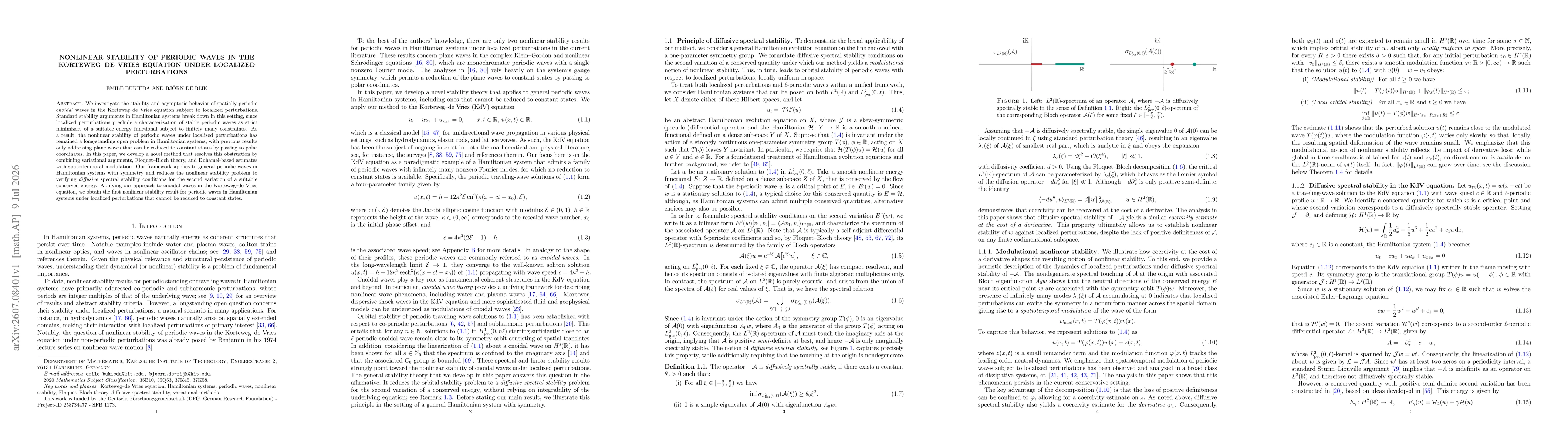 Thumbnail for Nonlinear stability of periodic waves in the Korteweg-de Vries equation under localized perturbations