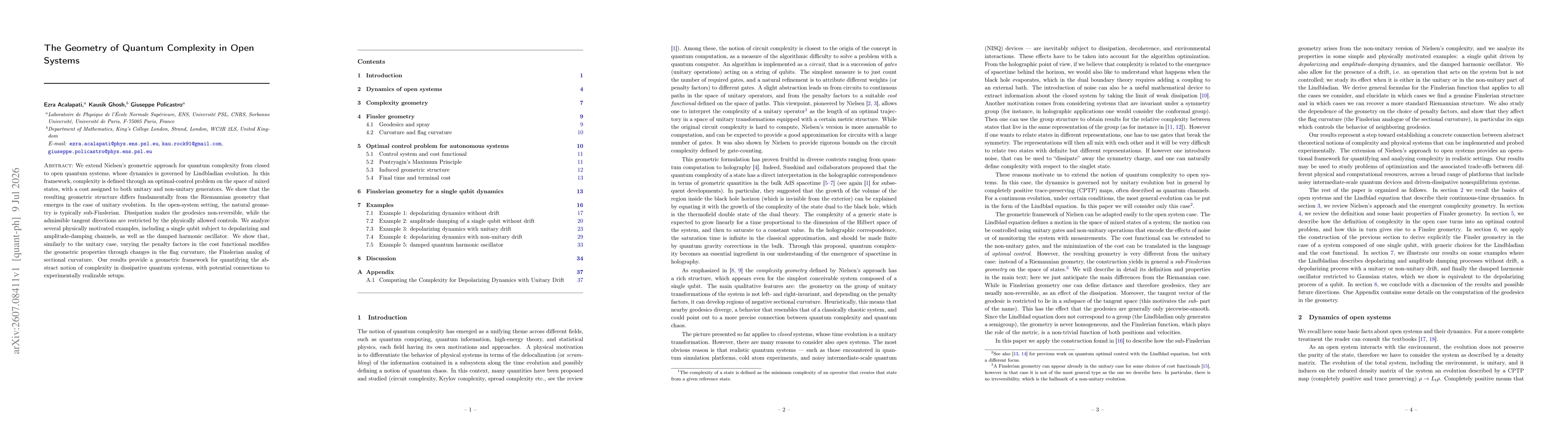 Thumbnail for The Geometry of Quantum Complexity in Open Systems